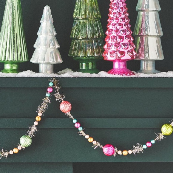 Vintage Pastel Tinsel Traditional Glass Garland - Picture 13 of 16
